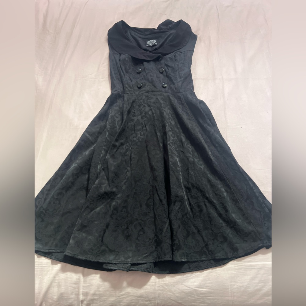 Hearts and Roses Black Jacquard Fit-and-Flare corset Dress